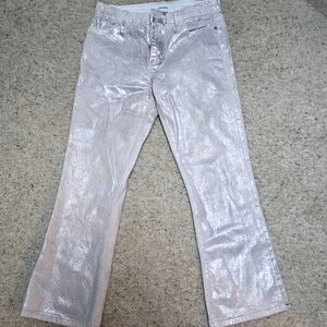 FRAME Le Crop Mini Boot White Silver Jeans